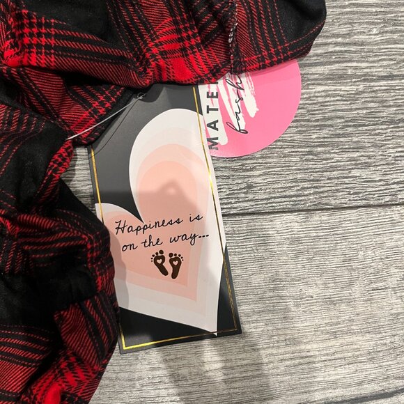 NWT Maternity Fashion Womens XL Flannel Dress 3/4 Sleeve Red & Black Plaid VNeck - Picture 5 of 6